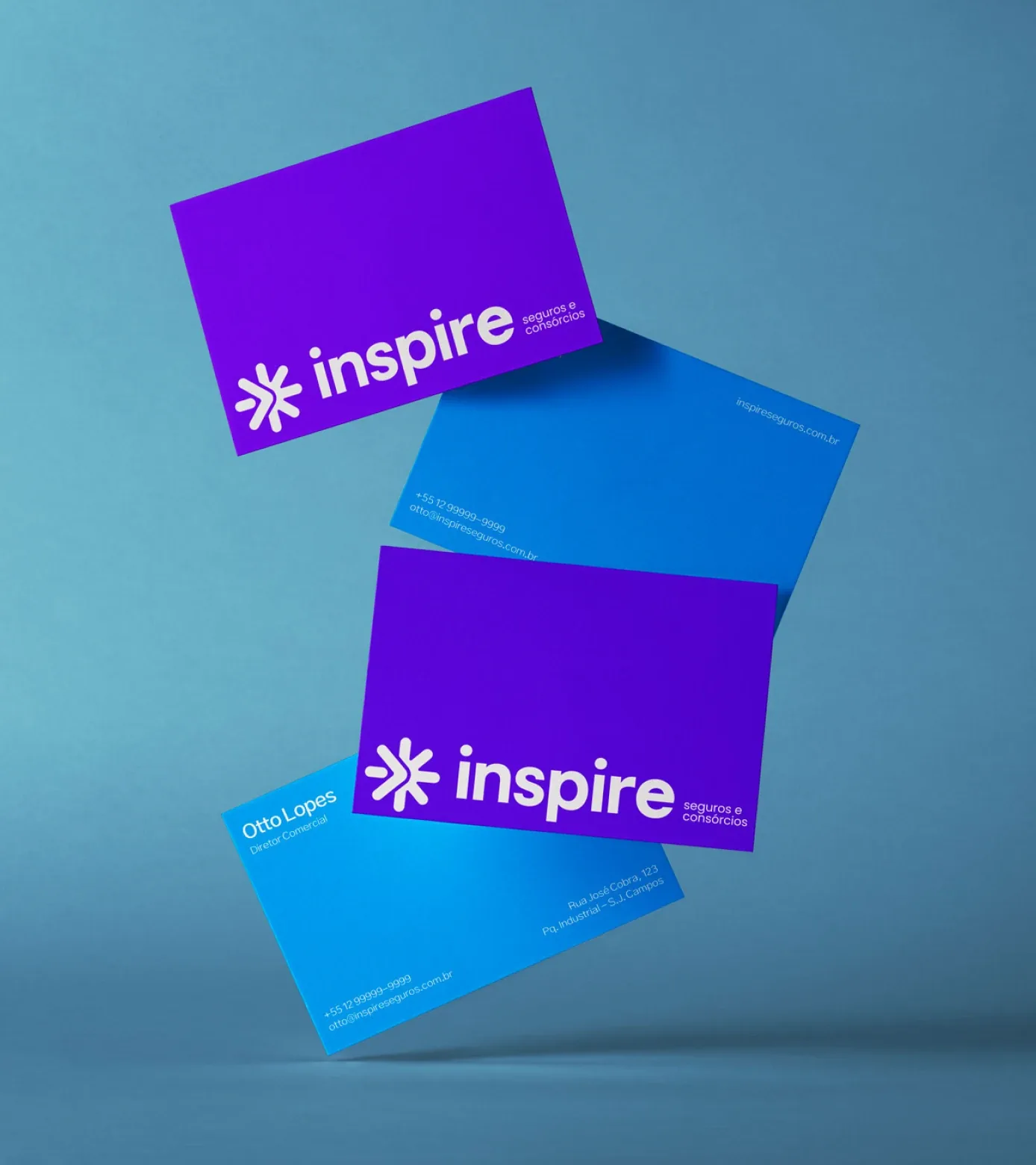 Cartões de visita da Inspire Seguros