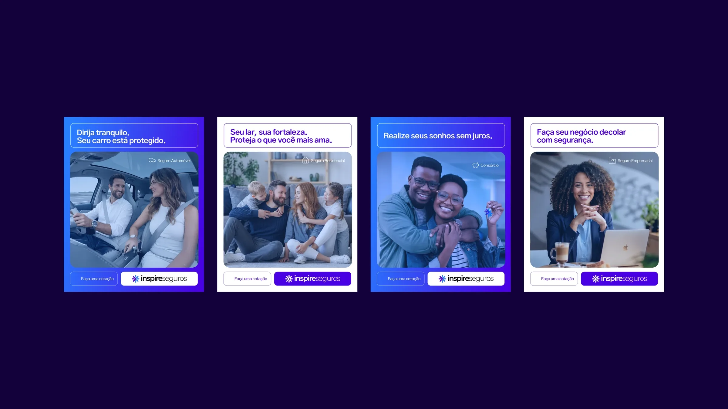 Peças de redes sociais da Inspire Seguros