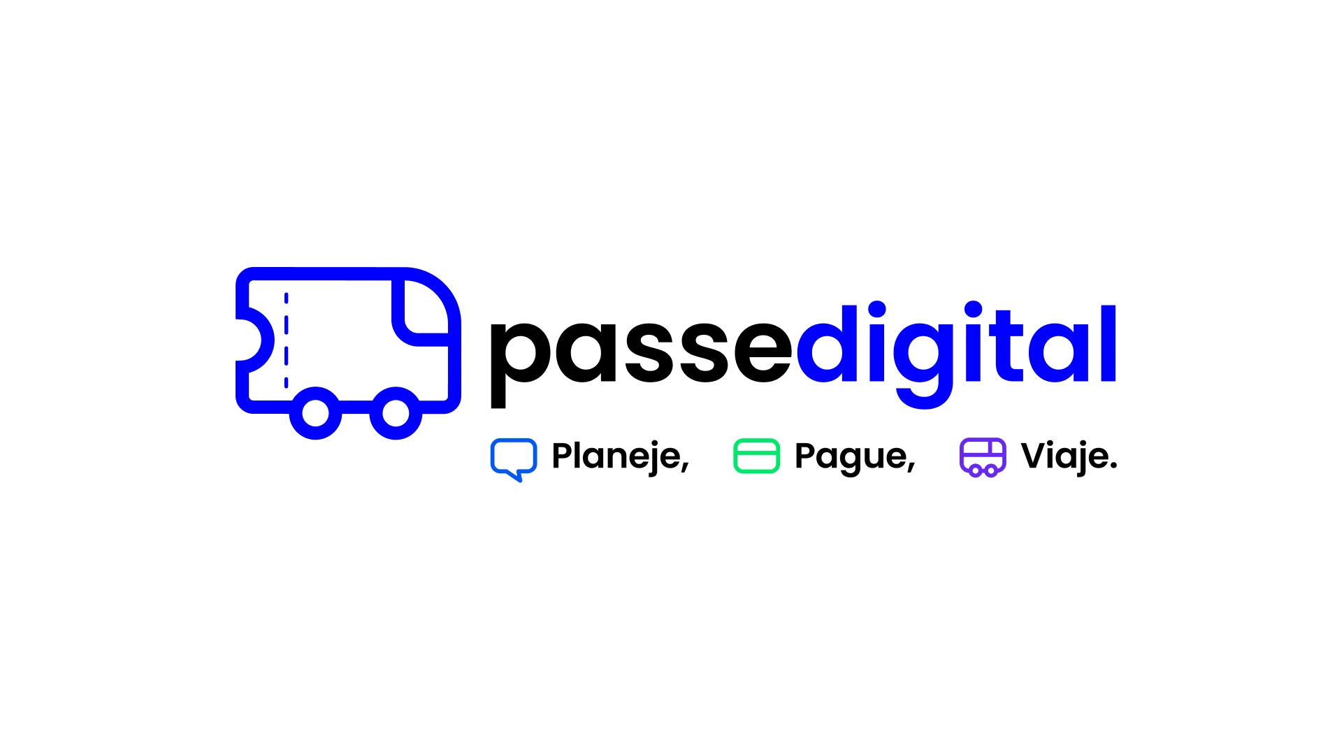 Logotipo da Passe Digital com a assinatura Planeje, Pague, Viaje