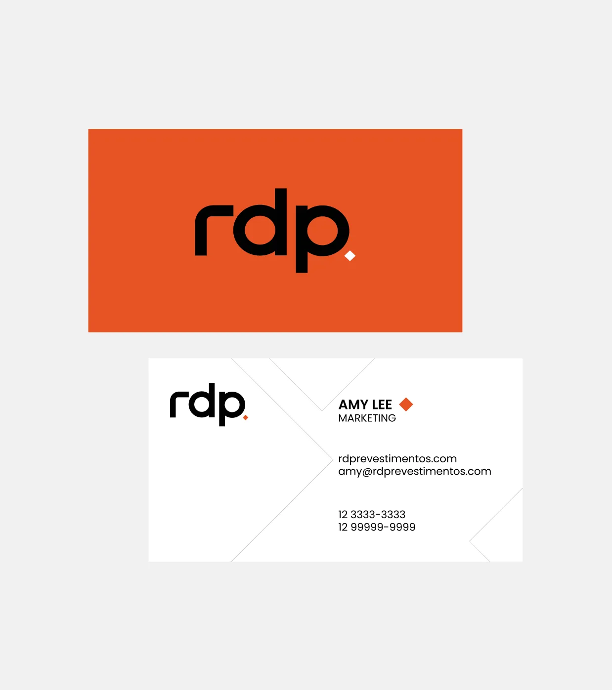 Cartões de visita da RDP, frente laranja e verso branco