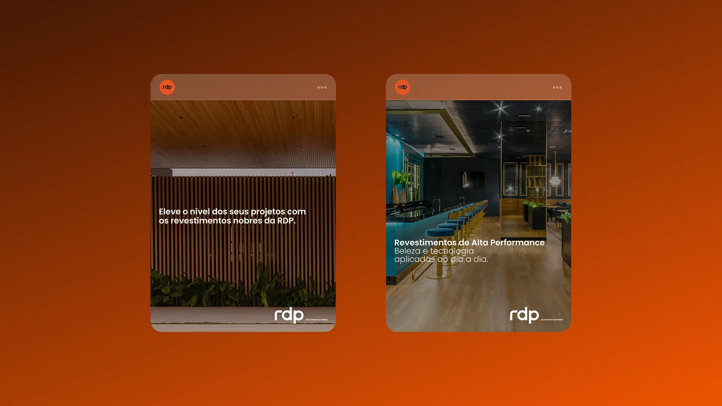 Posts da RDP no Instagram sobre revestimentos nobres e de alta performance